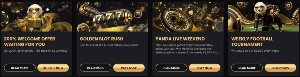 Golden Panda Casino VIP loyalty levels with cashback, spins and exclusive rewards