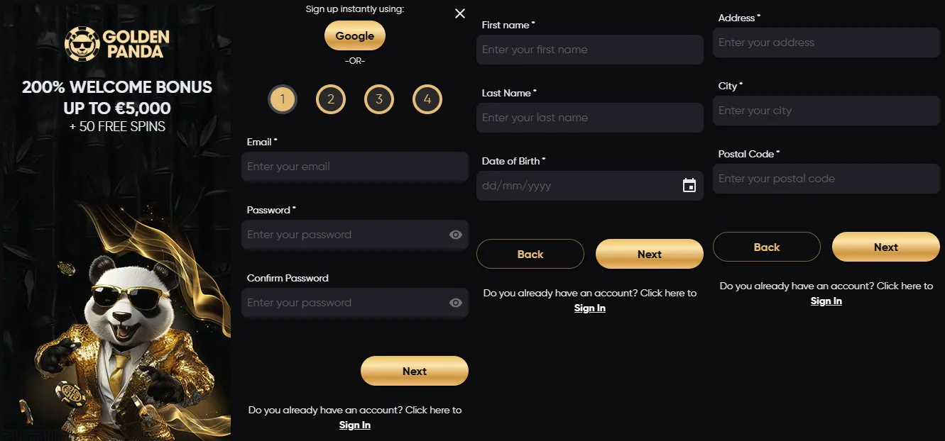 Golden Panda Casino Registration